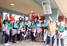 Students at Goldsmiths College in New Cross, south London, march to defend the NHS