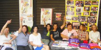 Women cleaners at their ‘Centre of Struggle’ camp outside the Greek Finance Ministry in Athens on Wednesday