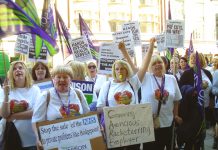 Doncaster Care UK strikers picketing the company’s London headquarters in May