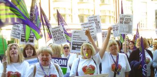 Doncaster Care UK strikers picketing the company’s London headquarters in May