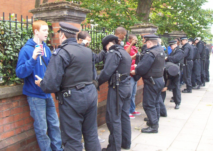 Mass stop and search of youth on the street in west London – May’s proposed powers would drive Britain towards a police-military dictatorship
