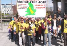 The Young Socialists marched from London to Liverpool to demand the TUC call a general strike  to bring down the Cameron government