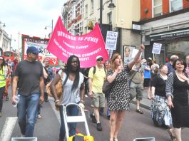 Lambeth College lecturers on the march in June – they are balloting for futher industrial action to secure a fair contract