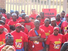 NUMSA members at a rally to secure a one-year contract
