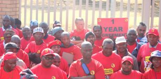 NUMSA members at a rally to secure a one-year contract