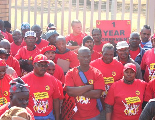 NUMSA members at a rally to secure a one-year contract