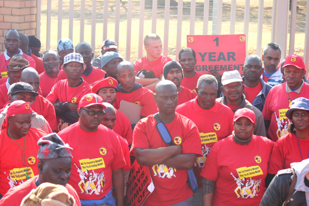NUMSA members at a rally to secure a one-year contract