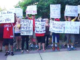 Protest in Minnesota against the anti-working class Trans-Pacific Partnership (TPP)