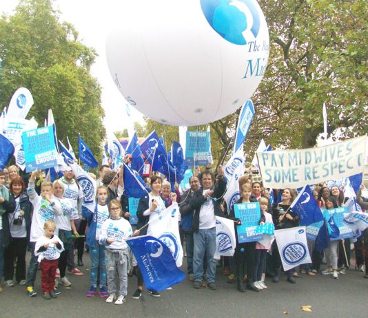 Part of the large contingent of midwives on Saturday’s TUC demonstration in London
