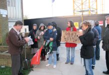 Tenants and residents at the all-day picket and protest against evictions on the West Hendon estate in Barnet