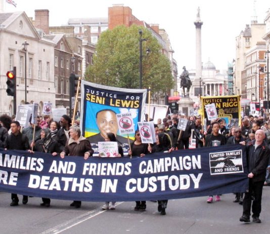 The lead banner of Saturday’s UFFC procession as it made its way down Whitehall