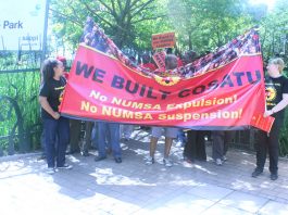 NUMSA members fight to defend their union at the COSATU executive
