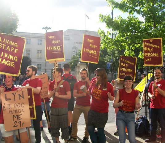 Ritzy cinema workers took their campaign to Hackney during their strike for a living wage