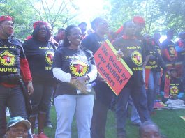 NUMSA members show their support for their leadership lobbying the COSATU executive meeting in April
