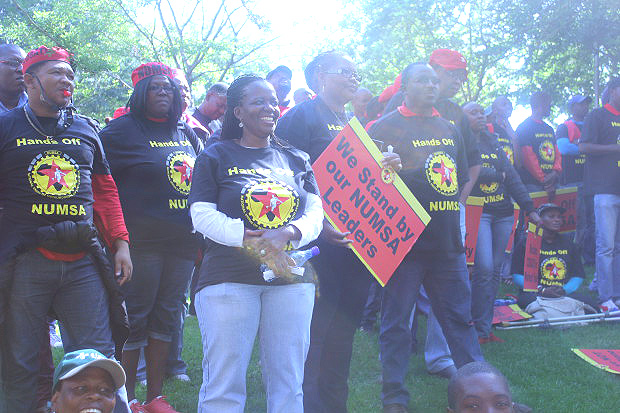 NUMSA members show their support for their leadership lobbying the COSATU executive meeting in April