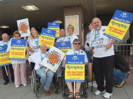 Remploy lobby of the TUC demanding no factories closures. 51 have been closed