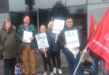 Greeenwich Library strikers on the picket line in Woolwich during their strike on October 14