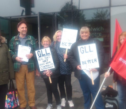 Greeenwich Library strikers on the picket line in Woolwich during their strike on October 14