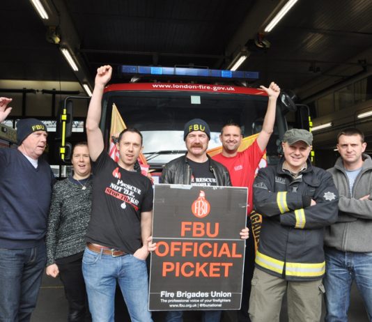 FBU pickets at Chelsea fire station on Saturday morning were getting plenty of support from passers-by