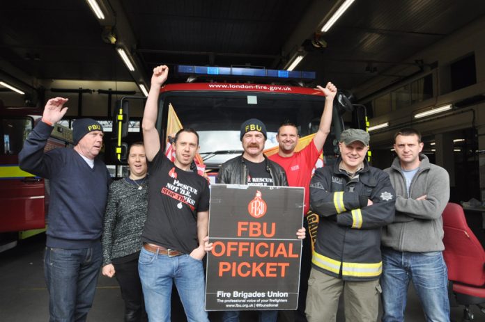 FBU pickets at Chelsea fire station on Saturday morning were getting plenty of support from passers-by