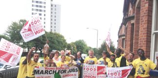 Bakers Union in Manchester supporting the Young Socialists 248-mile March for Jobs from London to Liverpool to demand the TUC call a general strike