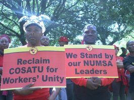 Numsa Battle To Halt Its Expulsion! NUMSA members lobbying the COSATU special Central Executive Committee on April 8th