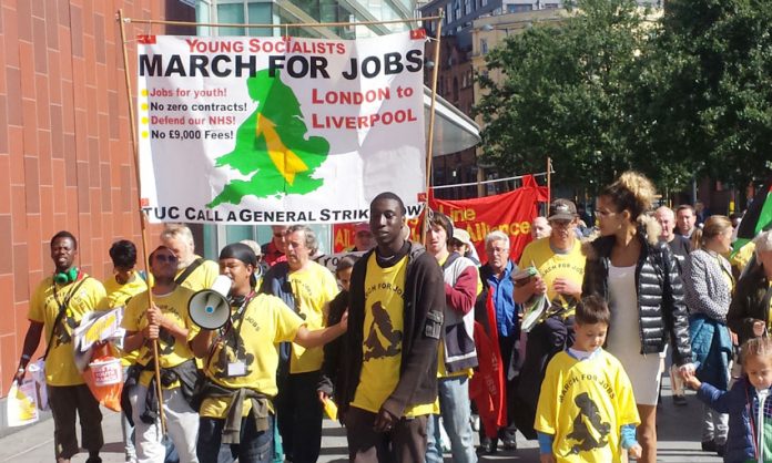 The Young Socialists marched from London to the TUC Congress to demand action to secure real jobs at trade union rates of pay for youth