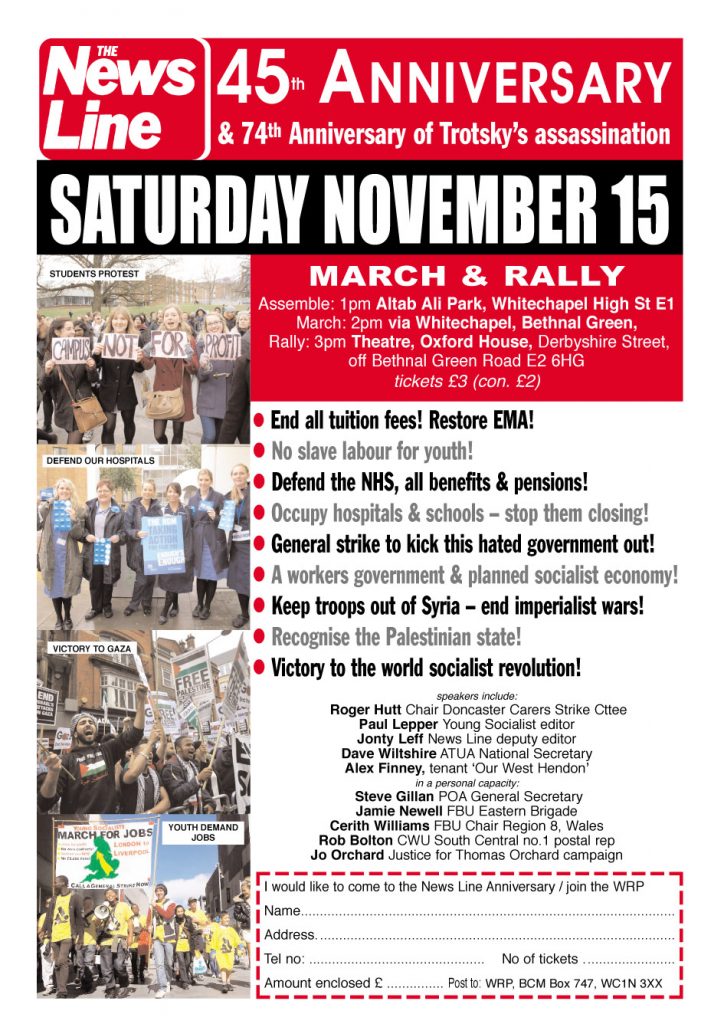 Come to the News Line Anniversary Rally – Today!