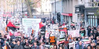 The 10,000-strong march passing King’s College London