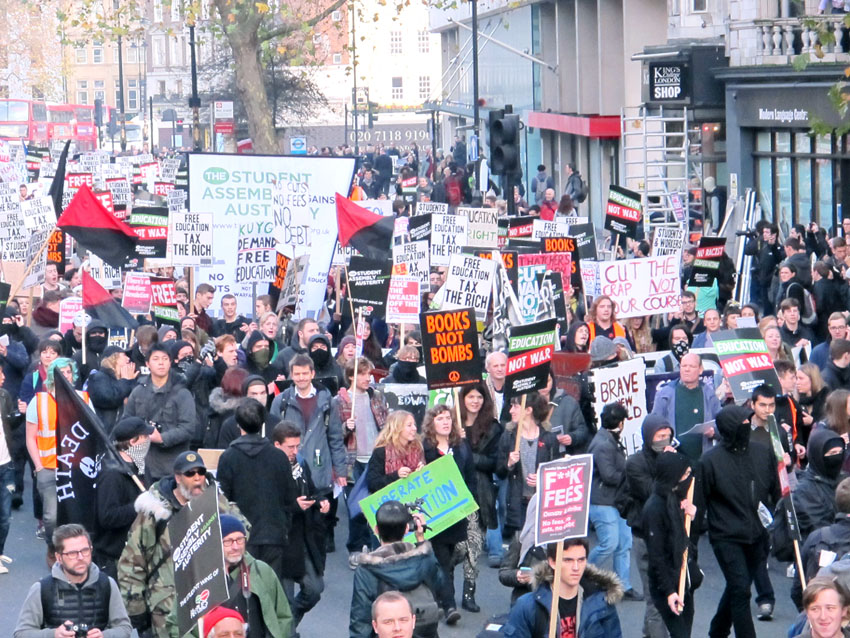 The 10,000-strong march passing King’s College London