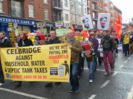 Irish workers opposing the increased taxation on households, water and septic tanks