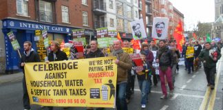 Irish workers opposing the increased taxation on households, water and septic tanks