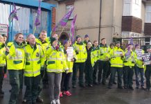 Mass picket of striking ambulance workers in Deptford demand ‘Fair Pay’