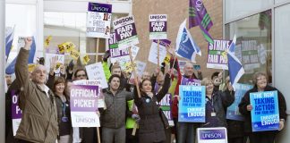 Pickets out in force at the Norfolk & Norwich Hospital