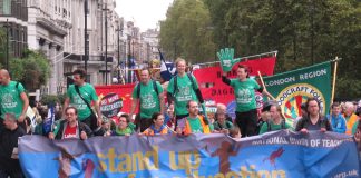 NUT members on the TUC demonstration demanding a pay rise for public sector workers last month