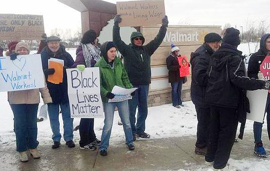 Ferguson protesters joined anti-Wal-Mart demonstrations all across the US on  Black Friday