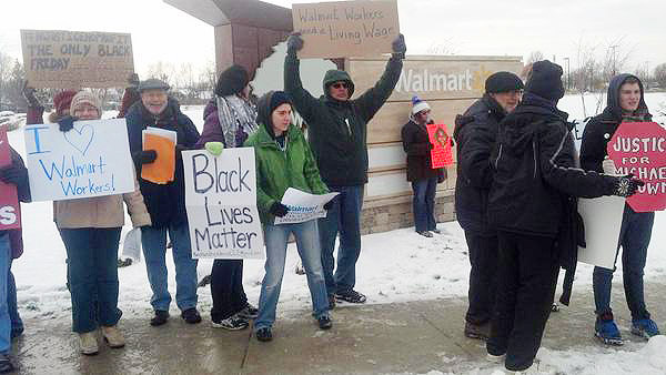 Ferguson protesters joined anti-Wal-Mart demonstrations all across the US on  Black Friday