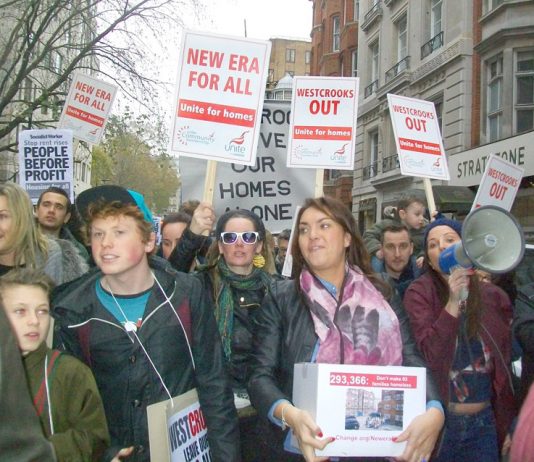 Angry tenants marching to Downing Street determined to stop the New Era Estate evictions