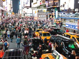 Demonstrators call for work stoppages over Ferguson repression ‘Hands Up Don’t Shoot’ protest in New York’s Times Square in solidarity with Ferguson, Missouri where Michael Brown was shot