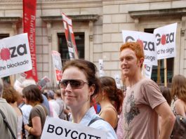 Protester marching in London for a boycott of Israel