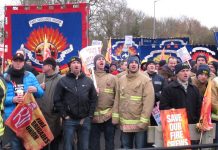 2,000 Firefighters marched through Aylesbury last Tuesday to demand the reinstatement of sacked firefighter Ricky Matthews during their strike to defend their pensions