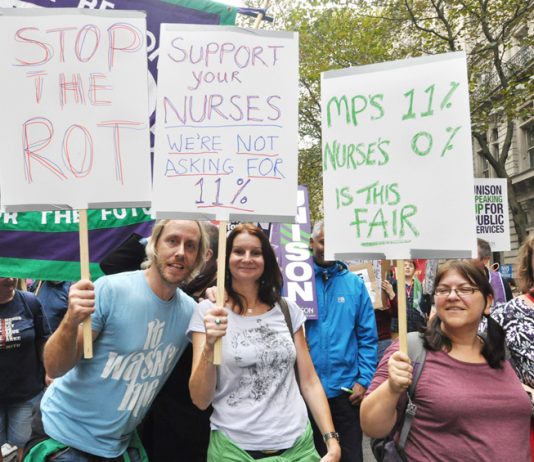 Nurses demonstrating on the last TUC march on October 18th