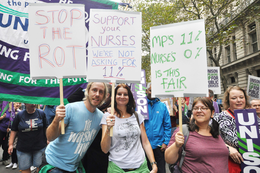 Nurses demonstrating on the last TUC march on October 18th