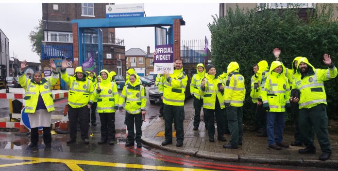 Ambulance staff taking strike action in October – they know that doubling ambulance times will cost people’s lives