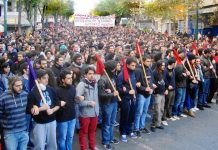 School students marching in Athens on the 6th anniversary of the police shooting of 15-year-old Alexis Grigoropoulis on 6th December 2008