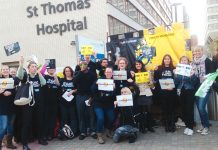 Radiographers on strike at St Thomas’ Hospital on October 20 – Pathology staff at the hospital are out today