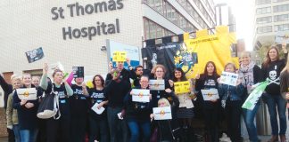 Radiographers on strike at St Thomas’ Hospital on October 20 – Pathology staff at the hospital are out today