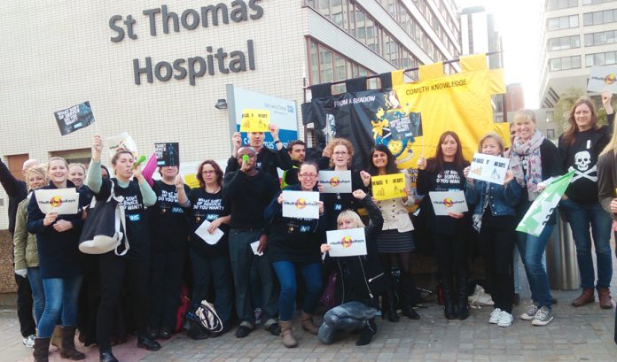 Radiographers on strike at St Thomas’ Hospital on October 20 – Pathology staff at the hospital are out today