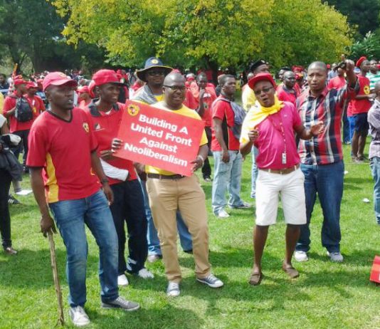 NUMSA rally against Neoliberalism – the South African Communist Party criticised NUMSA’s campaign against the South African government’s ‘Neoliberal’ National Development Plan