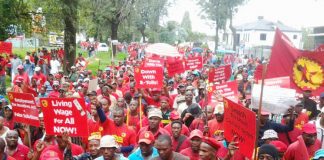 NUMSA campaign against e-tolls (electronic toll collection on toll roads) on the ‘March for Youth Jobs’  – the South African Communist Party attacked the NUMSA campaign